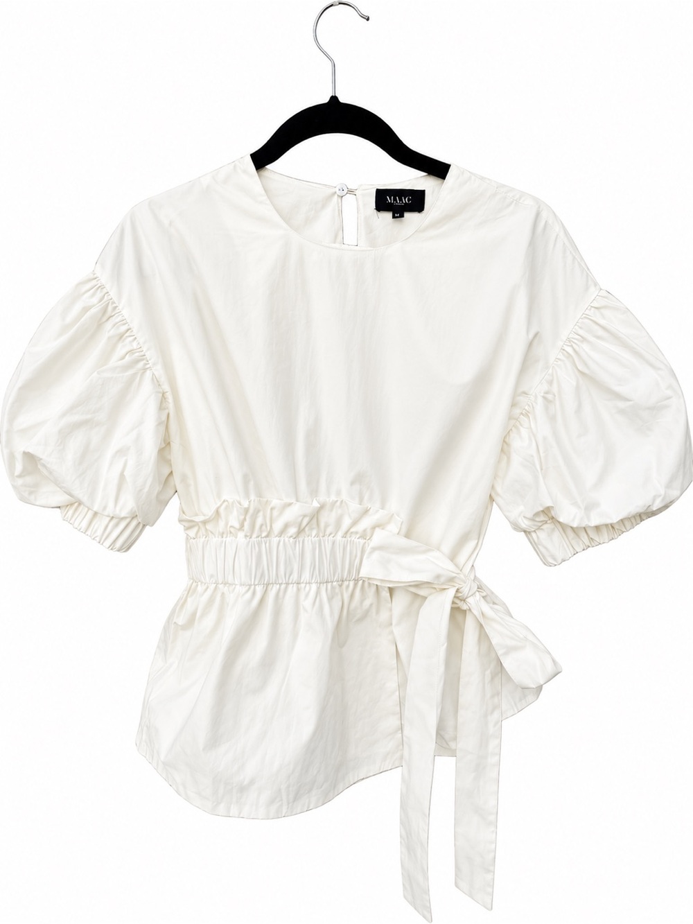 MAAC London Blouse Peplum White Top Tie waist luxury boho cottagecore